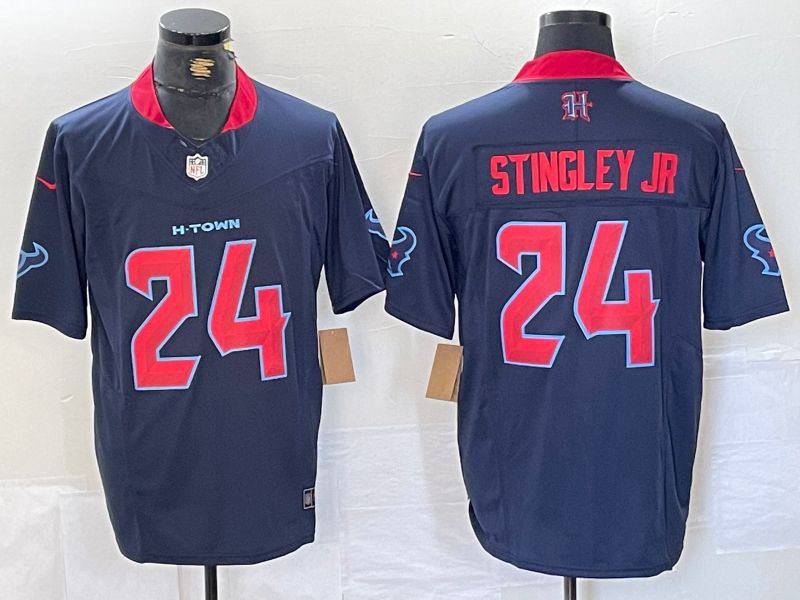 Men Houston Texans 24 Stingley jr Blue Three generations 2025 Nike Limited NFL Jersey style 1